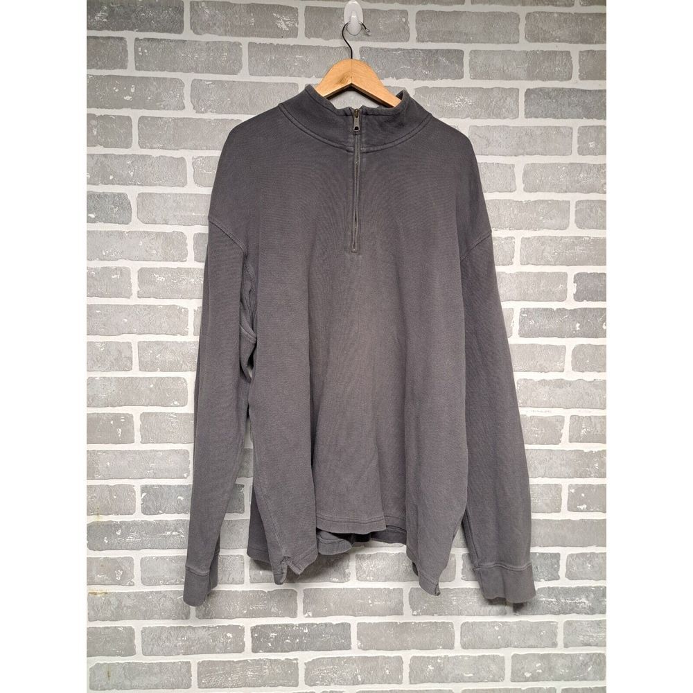 Duluth‎ Trading Co Mens Knit Gray Ribbed 1/4 Zip Pullover Sweatshirt Size 2XL